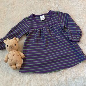 Hanna Andersson Purple and Green Striped Kids Casual Dress